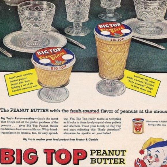 3 Vintage Hazel Atlas Water Goblets Stem Glass Big Top Peanut Butter 50's - Picture 2 of 9